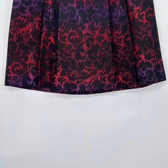 Lane Bryant Red Purple Baroque Jacquard A-Line Skirt Pleated Womens Plus 16 - Picture 5 of 11